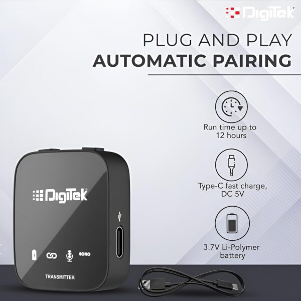 Digitek DWM-101 Wireless Microphone with ANC Noise Reduction and 360° Sound – Available at Dream Gadgets